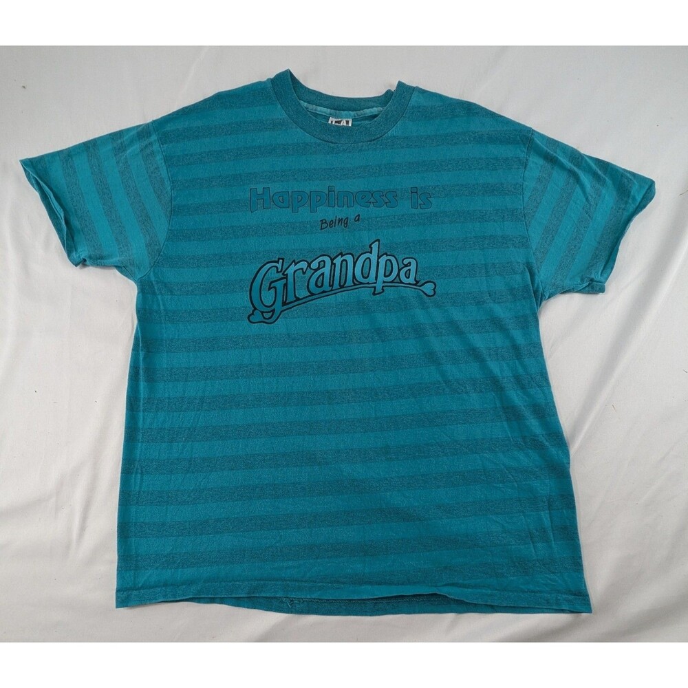 L.A. Sportswear Vintage 90s Shirt Mens XL Teal "Happiness Is Being A Grandpa"